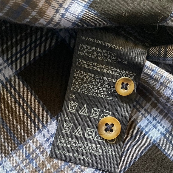 Tommy Hilfiger Blue Plaid Button-Down Shirt Men's Size Large - Picture 8 of 10